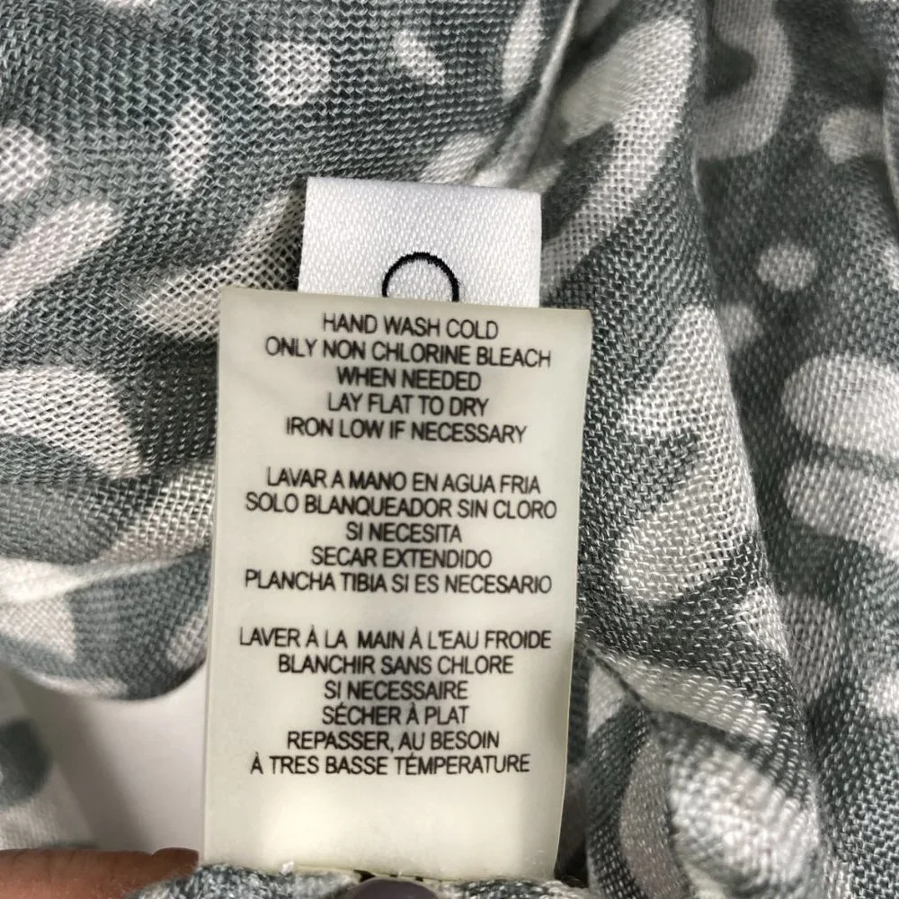 Calvin Klein Womens Gray Leopard Print Wrap Scarf